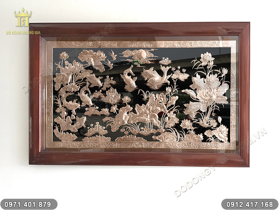 tranh cửu ngư quần hội đồng đỏ